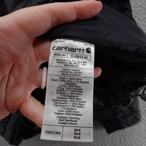 Carhartt Gilliam Jacket Black Small Womens Relaxed Fit Puffer Rain Defender NWT - Picture 11 of 12